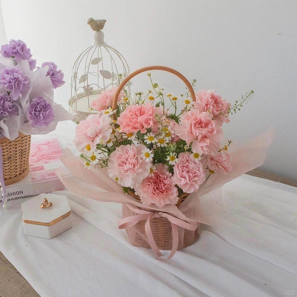 Pink Carnations |Flower Basket