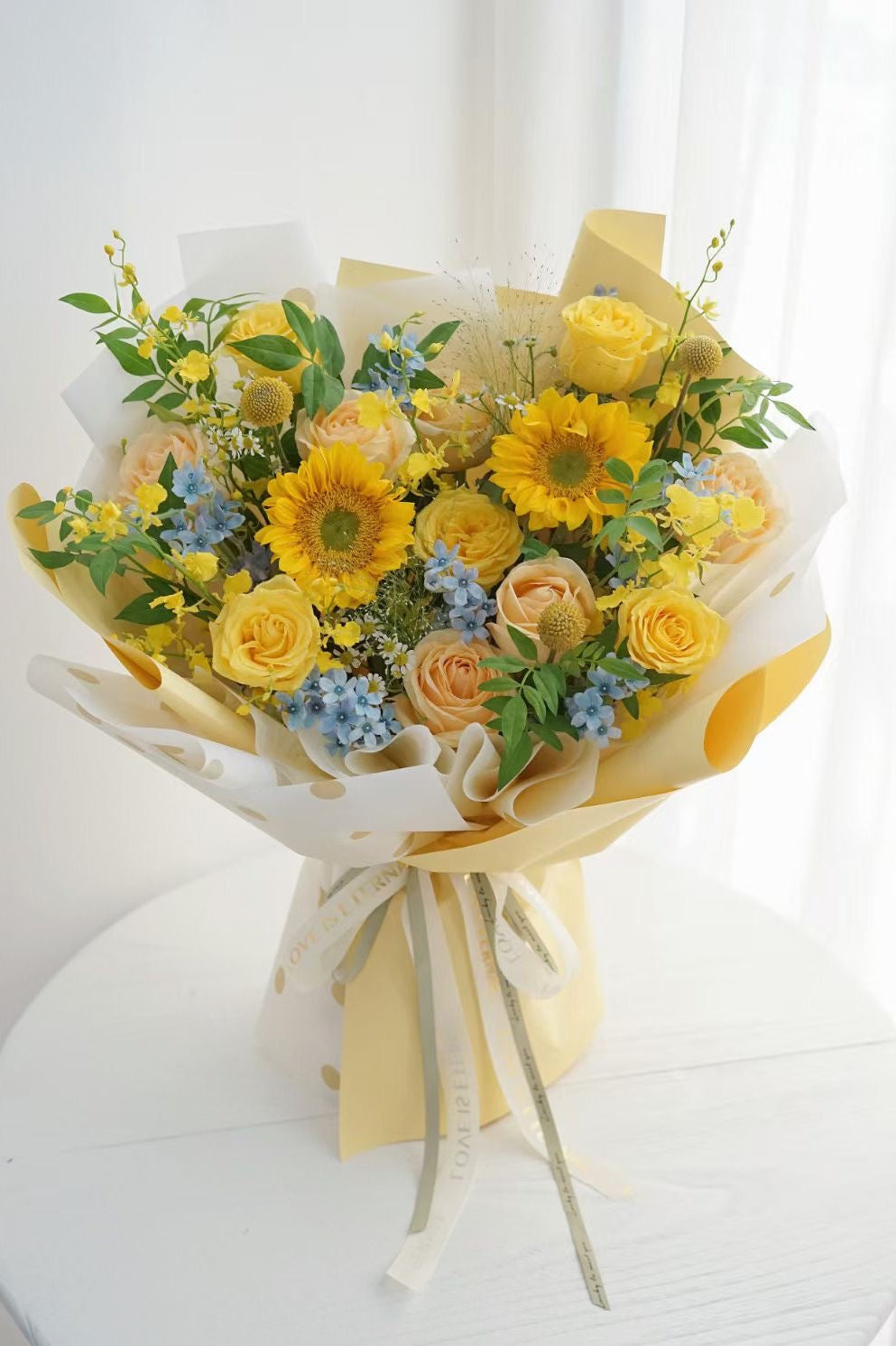 Roses and Sunflower 2 Stalks bouquet