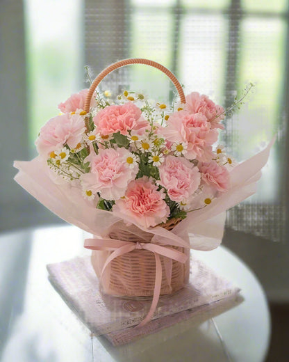 Pink Carnations ｜Flower Basket