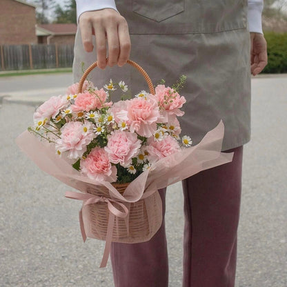 Pink Carnations ｜Flower Basket