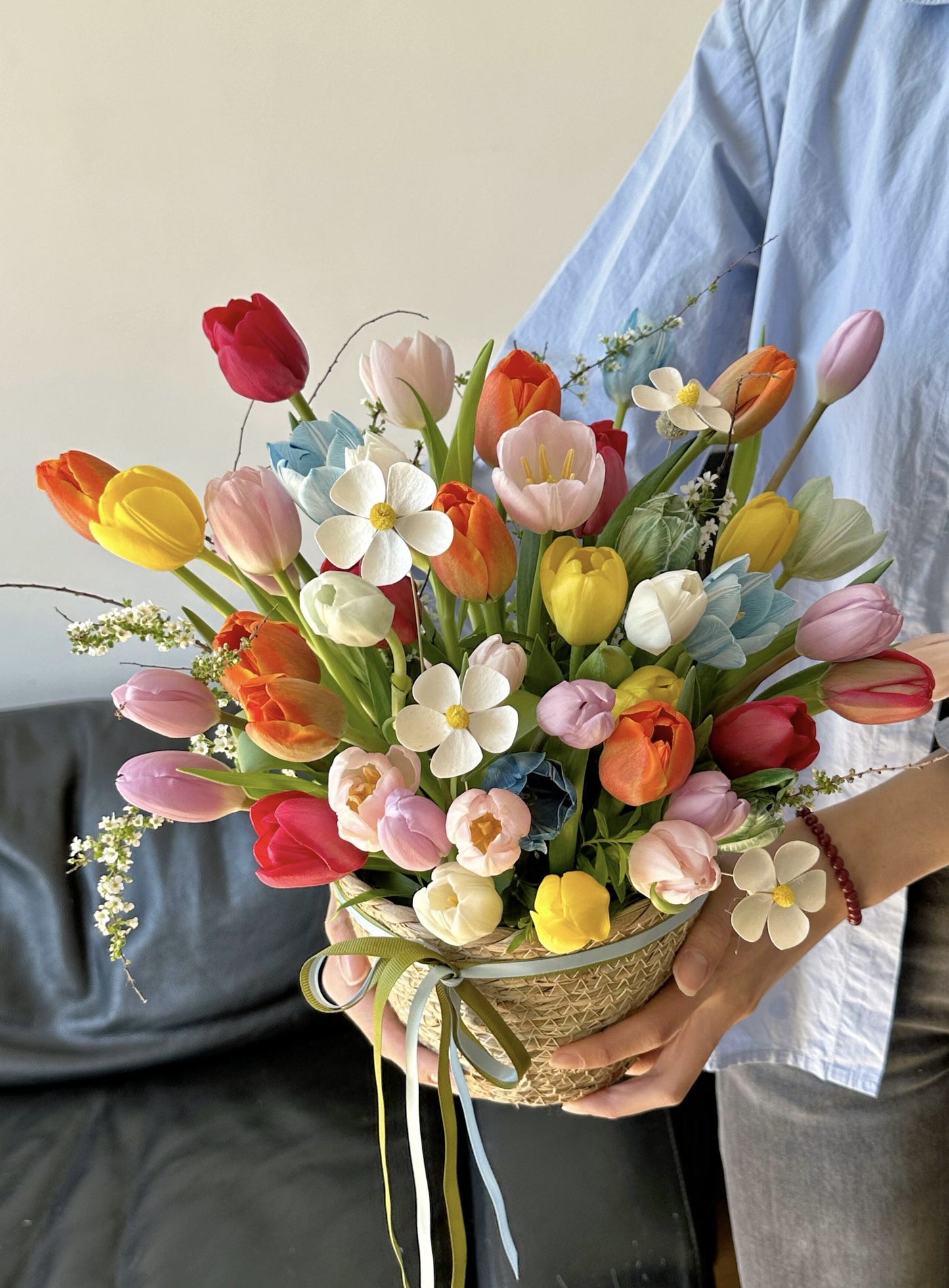 40 Stalks Tulips ｜Flower Basket