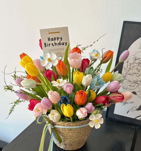 40 Stalks Tulips ｜Flower Basket