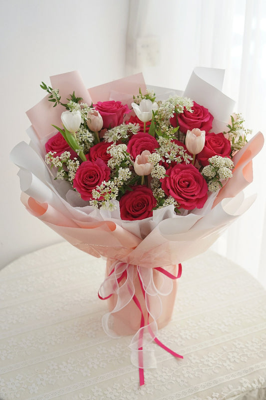 Floyd Rose and Tulips Bouquet